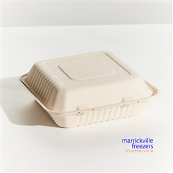 Dinner Box Large Natural Sugarcane Clamshell 200's