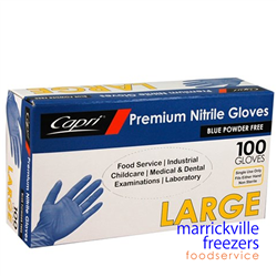 Gloves Nitrile Powder Free BLUE Large Capri 100