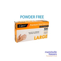 Gloves Vinyl Powder Free Large 100 Capri or Prime Source