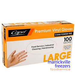Gloves Vinyl Powder Free Large 100 Capri or Prime Source