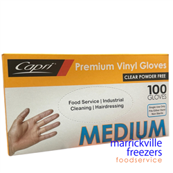 Glove Vinyl Powder Free Medium Clear 100 CAPRI OR PRIME SOURCE
