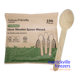 Spoon Wooden 160mm Wax Coated 100pc  