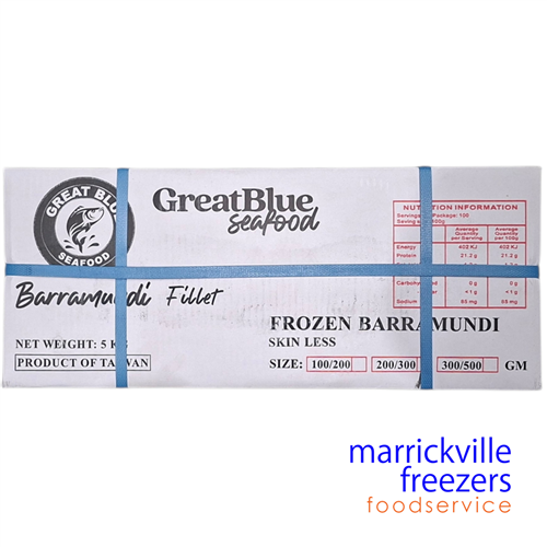 Barramundi Fillets 200/300 Farmed Skinless 5kg Great Blue