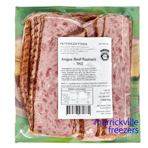 Beef Rashers Angus 1kg Fettayleh