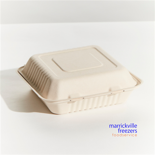Dinner Box Large Natural Sugarcane Clamshell 200's
