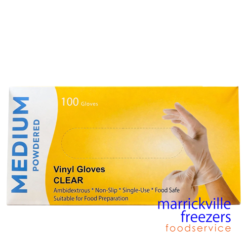 Gloves Vinyl Clear POWDERED Medium 100 Pivotal