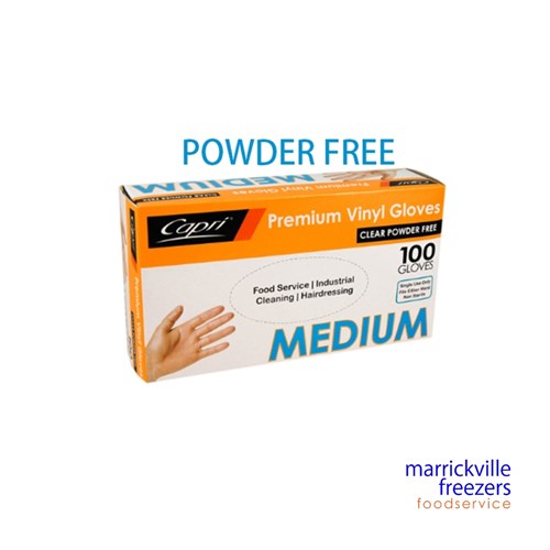 Glove Vinyl Powder Free Medium Clear 100 CAPRI OR PRIME SOURCE