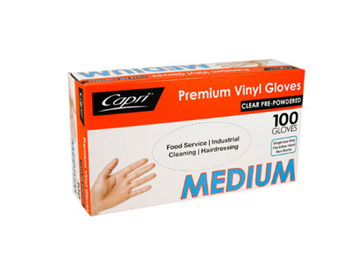 Glove Powdered Vinyl Medium 100 CAPRI