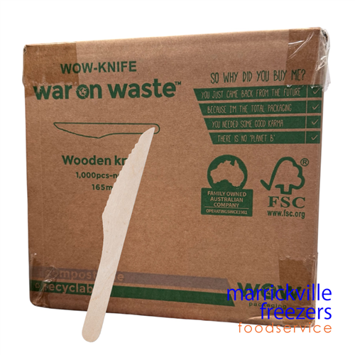 Knife Wooden 165mm WOW 100pc