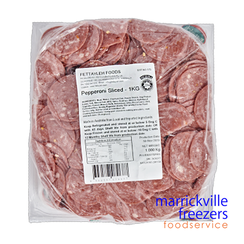 Pepperoni Sliced Frozen 1kg   FETTAYLEH 